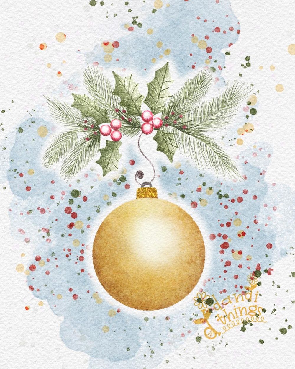 Watercolor Christmas Bauble in Procreate - image 1 - student project