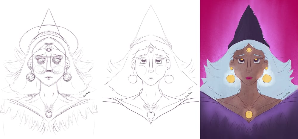 Class project: Sandra Staub's Minimal in Minutes Stylish Witch Portrait - image 1 - student project