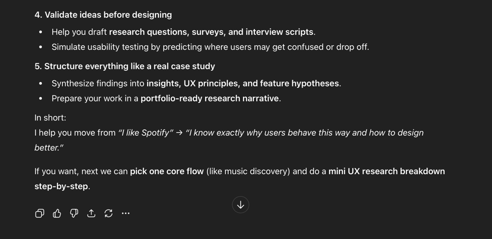 ChatGPT prompt for help in UX Research. - image 2 - student project