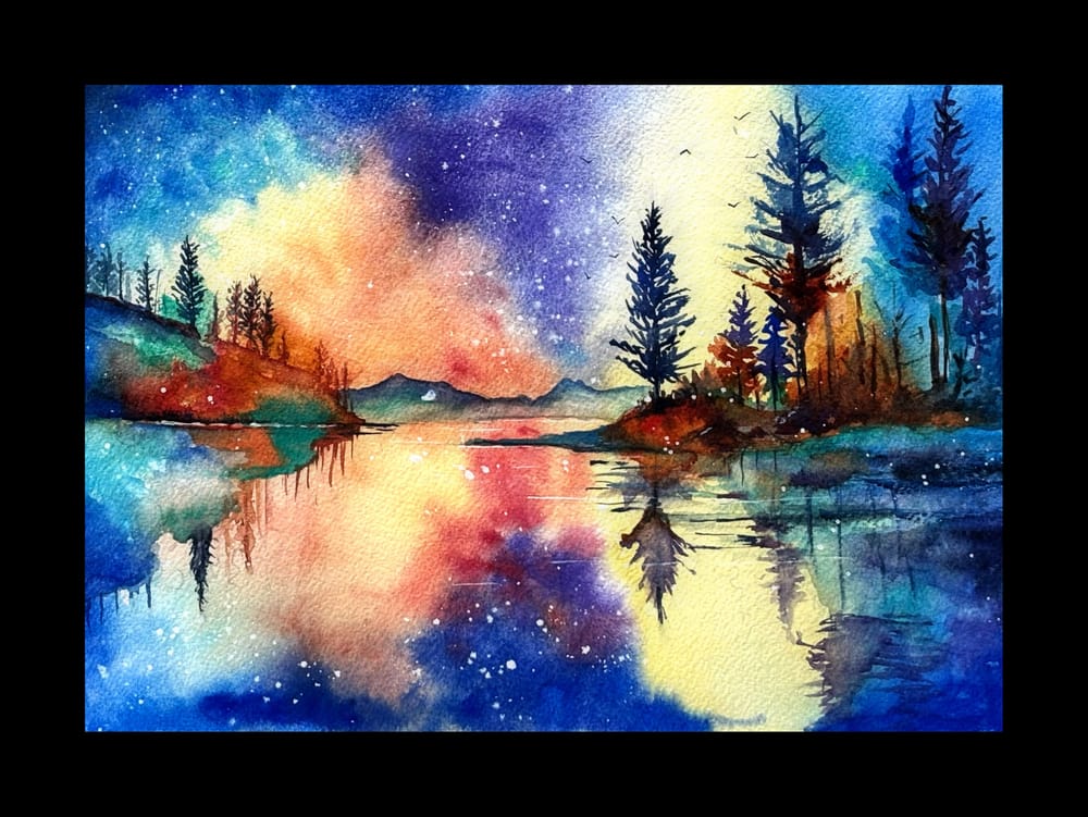 Cosmic Sunset in Watercolor - image 2 - student project