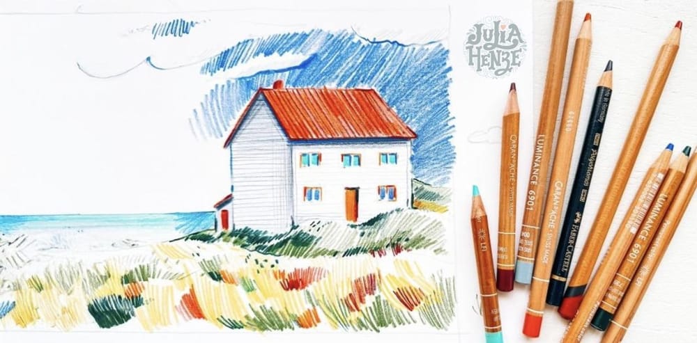 Landscape Sketch with Colored Pencils - image 1 - student project