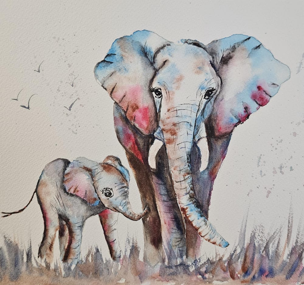 Mum and baby elephant - image 1 - student project