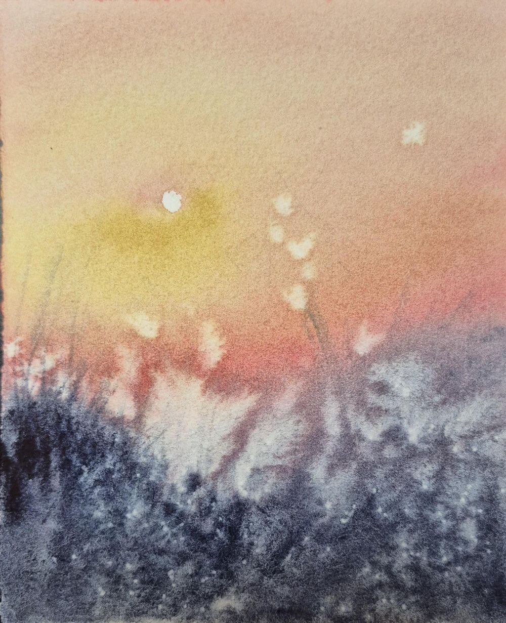 Paint an Atmospheric Windmill Scene with Golden Sun & Blue Mist - image 2 - student project