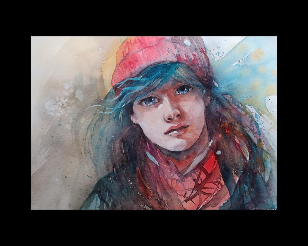 Aquarell - someone with a red hat - image 1 - student project