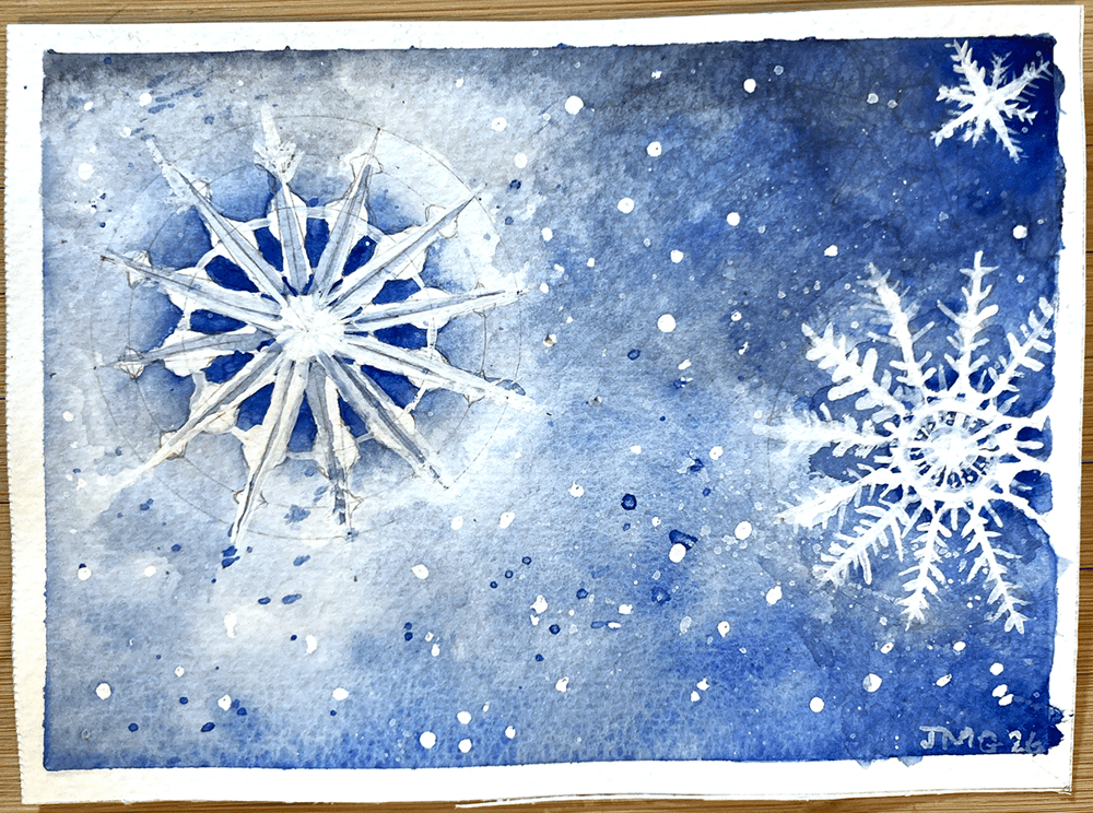 Watercolor and Gouache Snowflakes - image 1 - student project