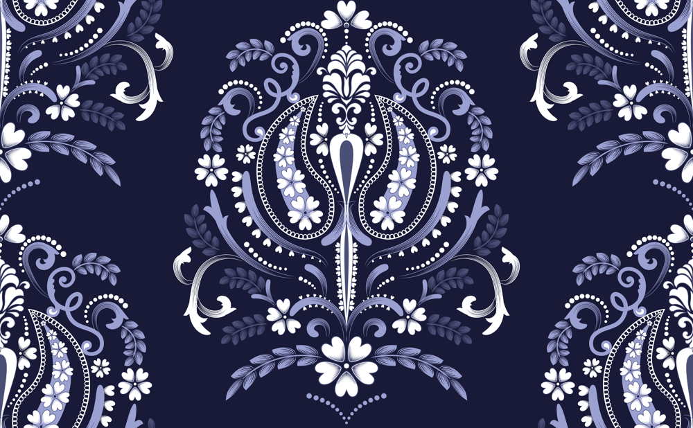 Burgundy Botanical Damask – an Elegant Symmetrical Repeat in Affinity Designer 2 - image 2 - student project