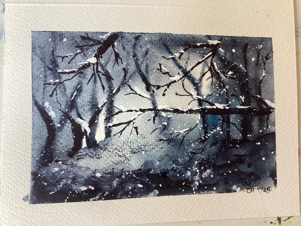 Winter birdhouse and trees - image 1 - student project
