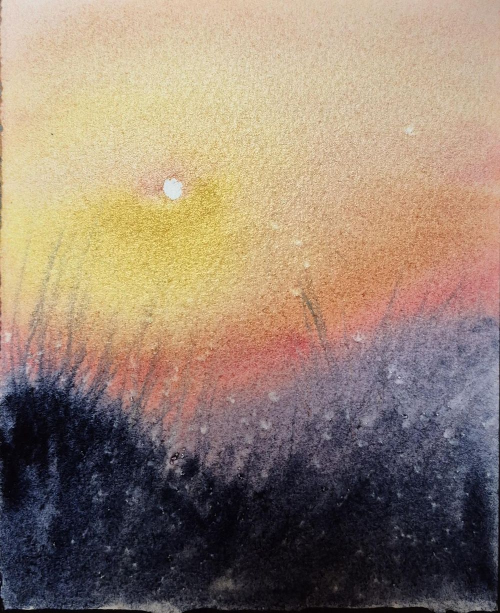 Paint an Atmospheric Windmill Scene with Golden Sun & Blue Mist - image 1 - student project