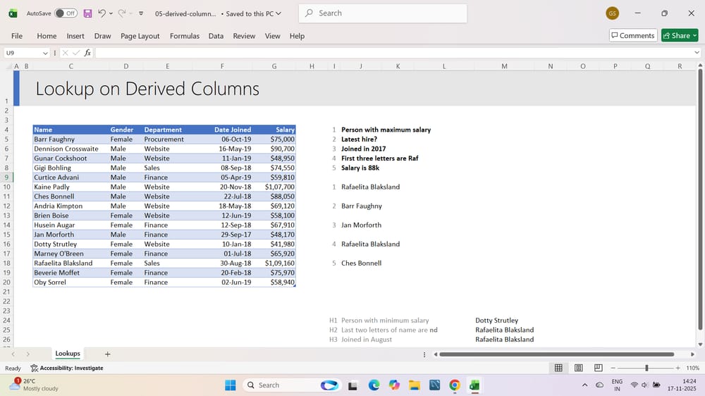 HERE are two simple project from excel lookup course - Thanks to Chandoo Sir - image 2 - student project