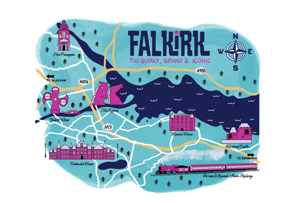 Falkirk Illustrated Map - The Quirky, Grand & Iconic - image 2 - student project