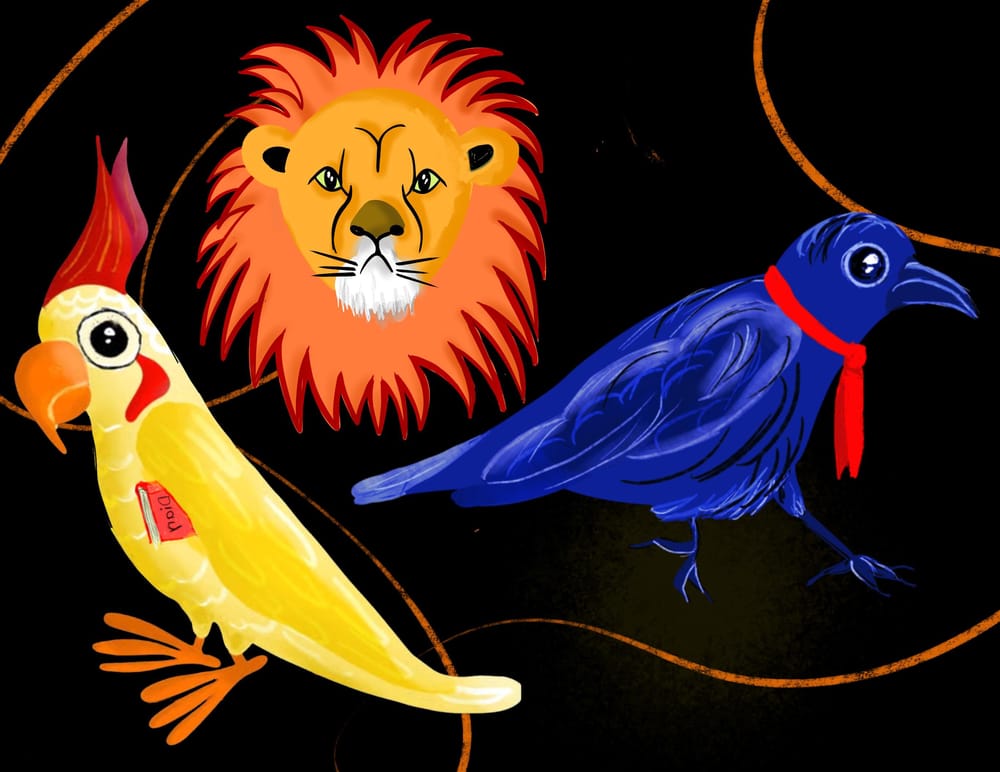 Birds and a lion - image 3 - student project