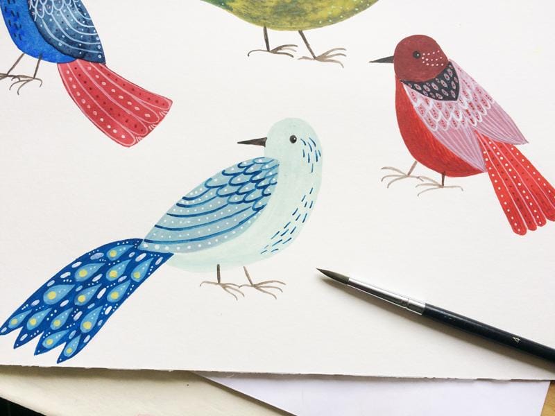 Decorated folk art birds - image 2 - student project