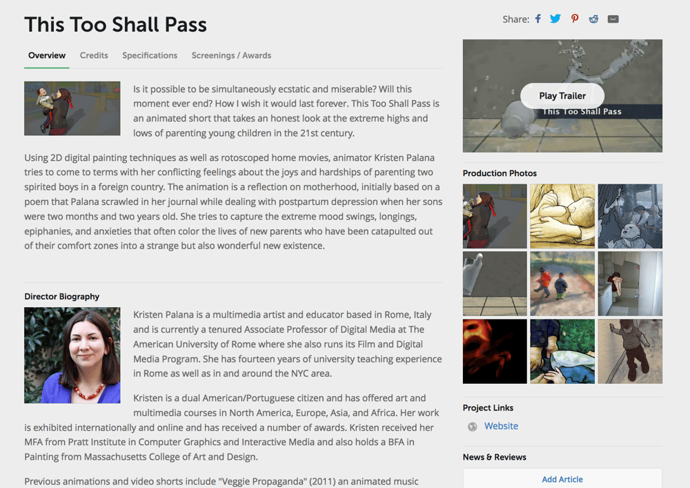 Sample Project: My Online Portfolio and Filmfreeway Filmmaker Page - image 2 - student project