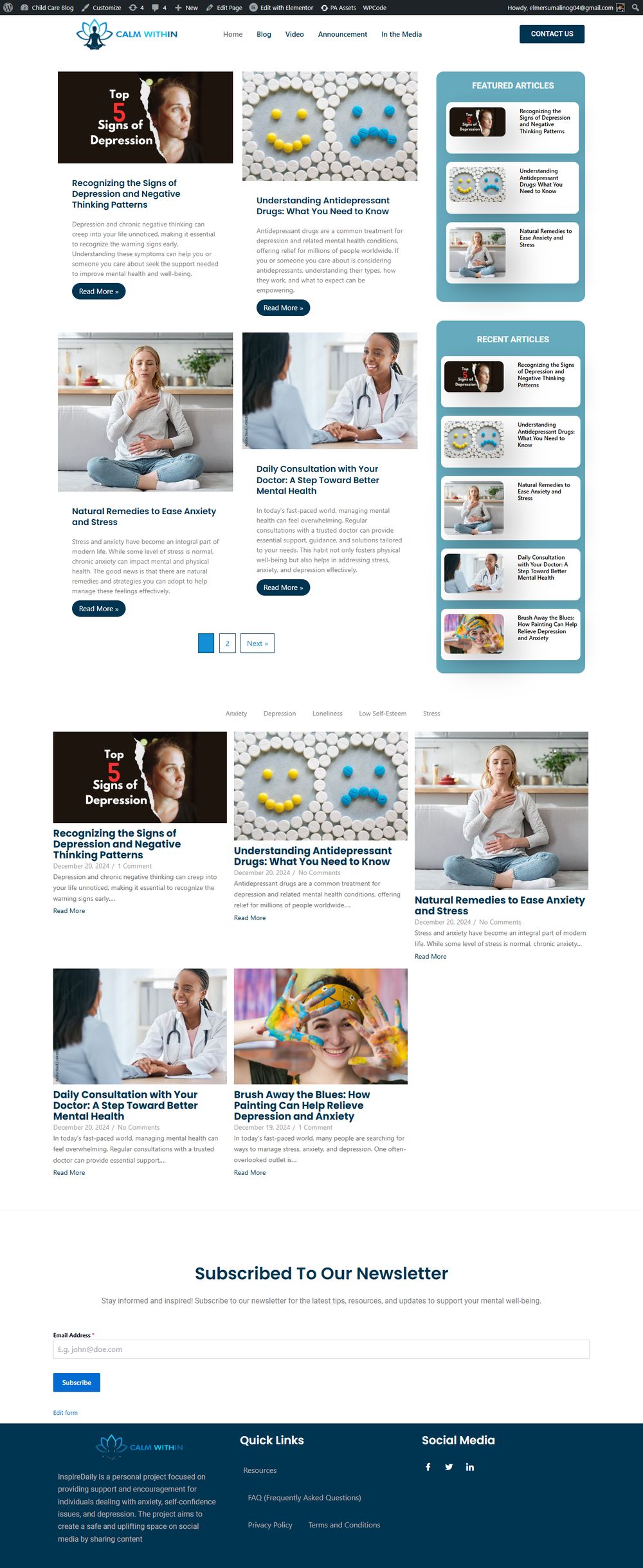 MY FIRST BLOG PAGE (https://calmwithin. site/) - image 1 - student project