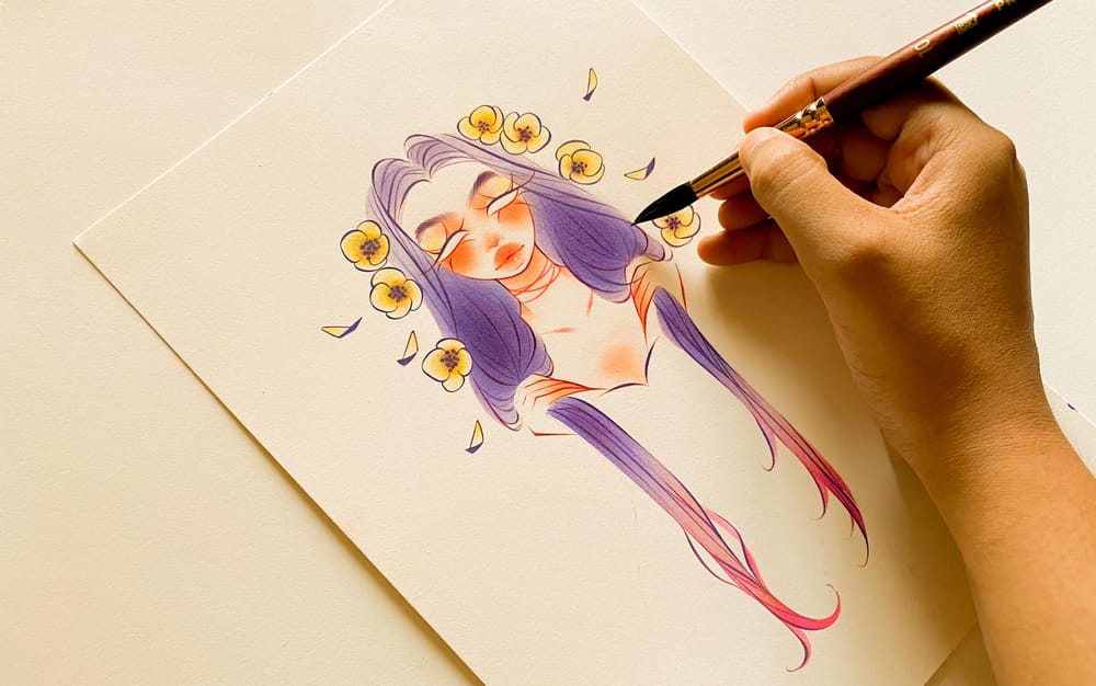 Stylised Characters: Exploring Contrast & Vibrancy with Watercolor & Inks - image 6 - student project