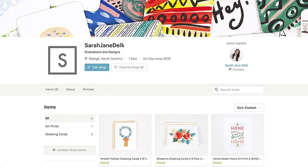 Setting Up an Etsy Shop: Sarah Jane Delk - image 1 - student project
