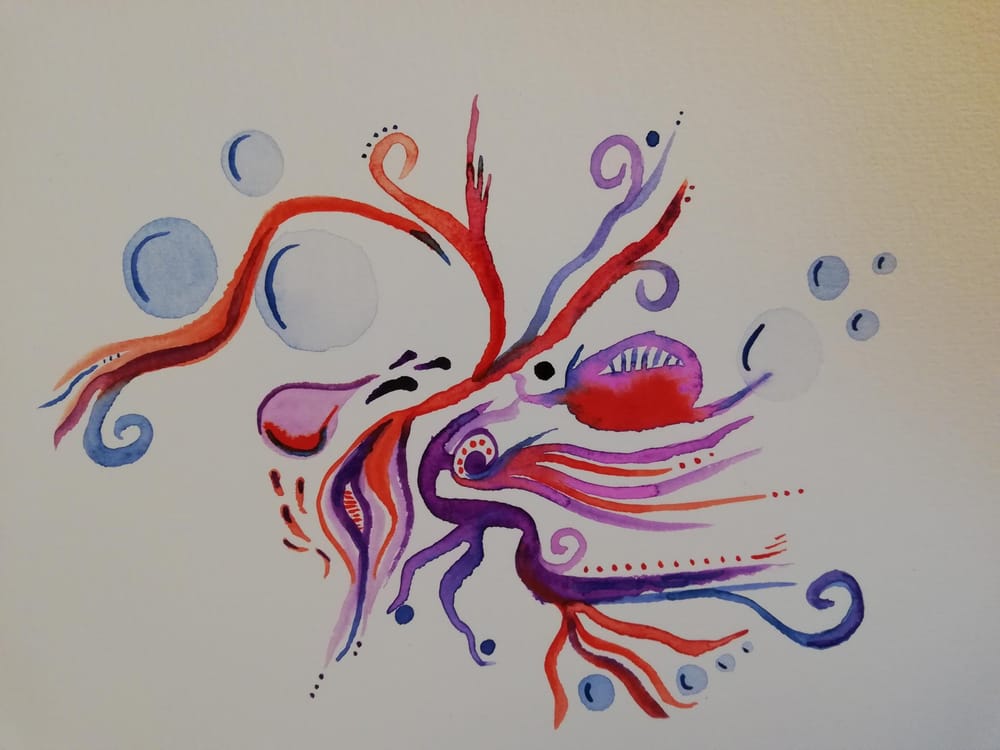 Abstract freeform watercolour - image 1 - student project