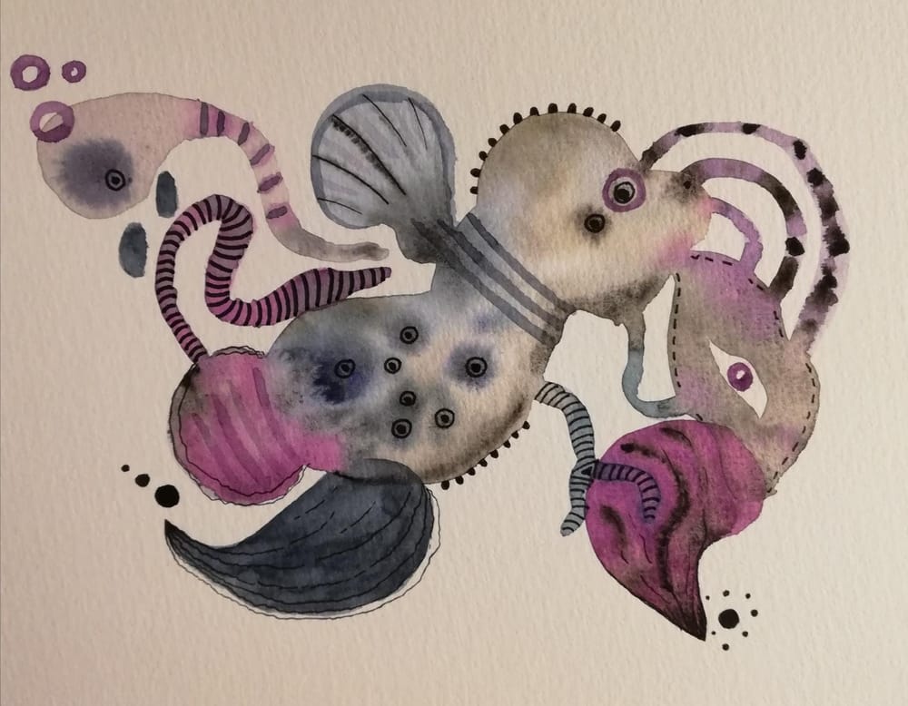 Abstract freeform watercolour - image 2 - student project