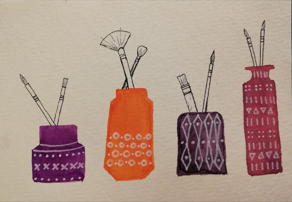 Everyday objects in watercolour and pen - image 2 - student project
