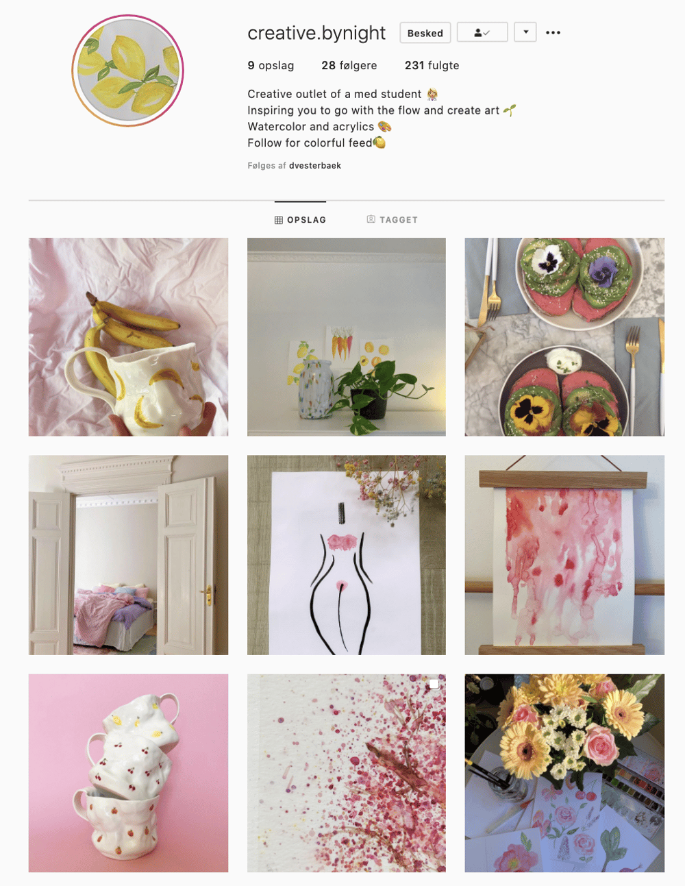 creative.bynight - an artsy, aesthetic IG - image 1 - student project