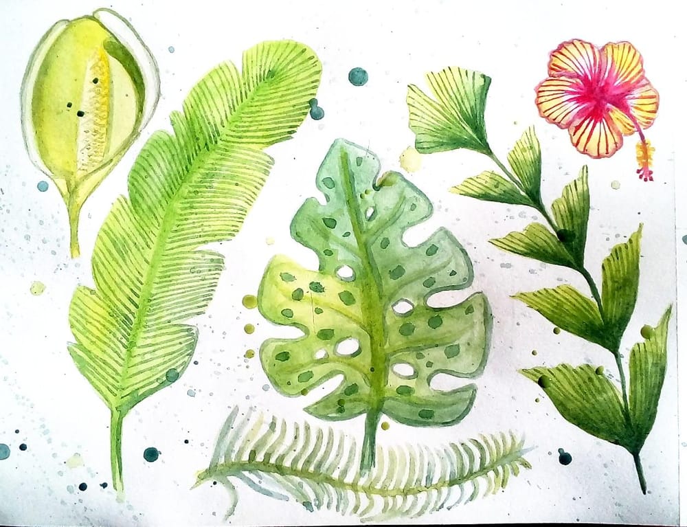 My day and night tropical leaves - image 1 - student project