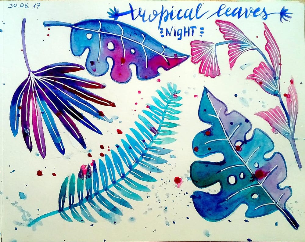 My day and night tropical leaves - image 2 - student project