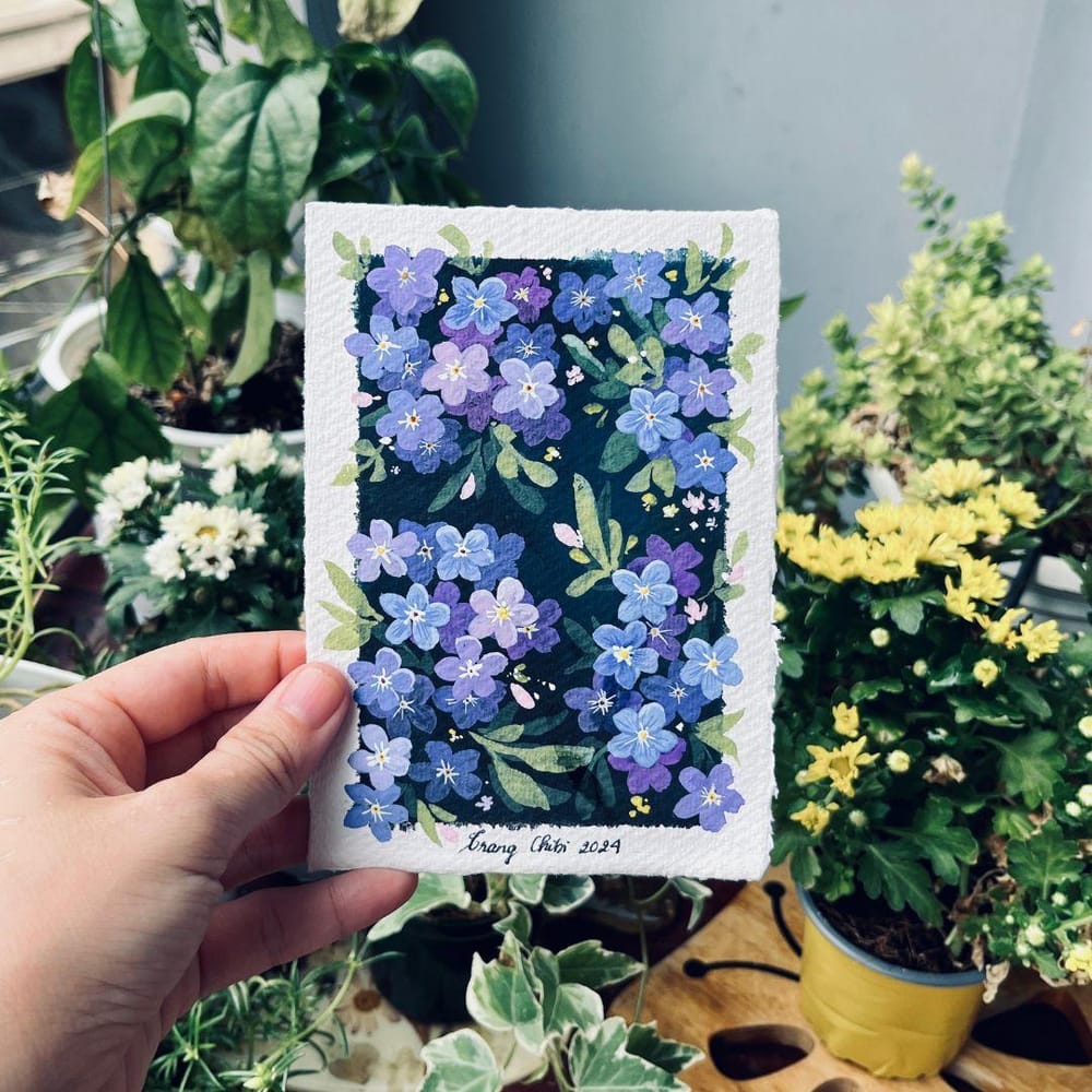 My Forget-Me-Not Gouache Paintings - image 2 - student project