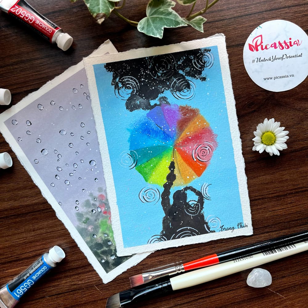 My Rain and Rainbow Gouache Paintings - image 4 - student project