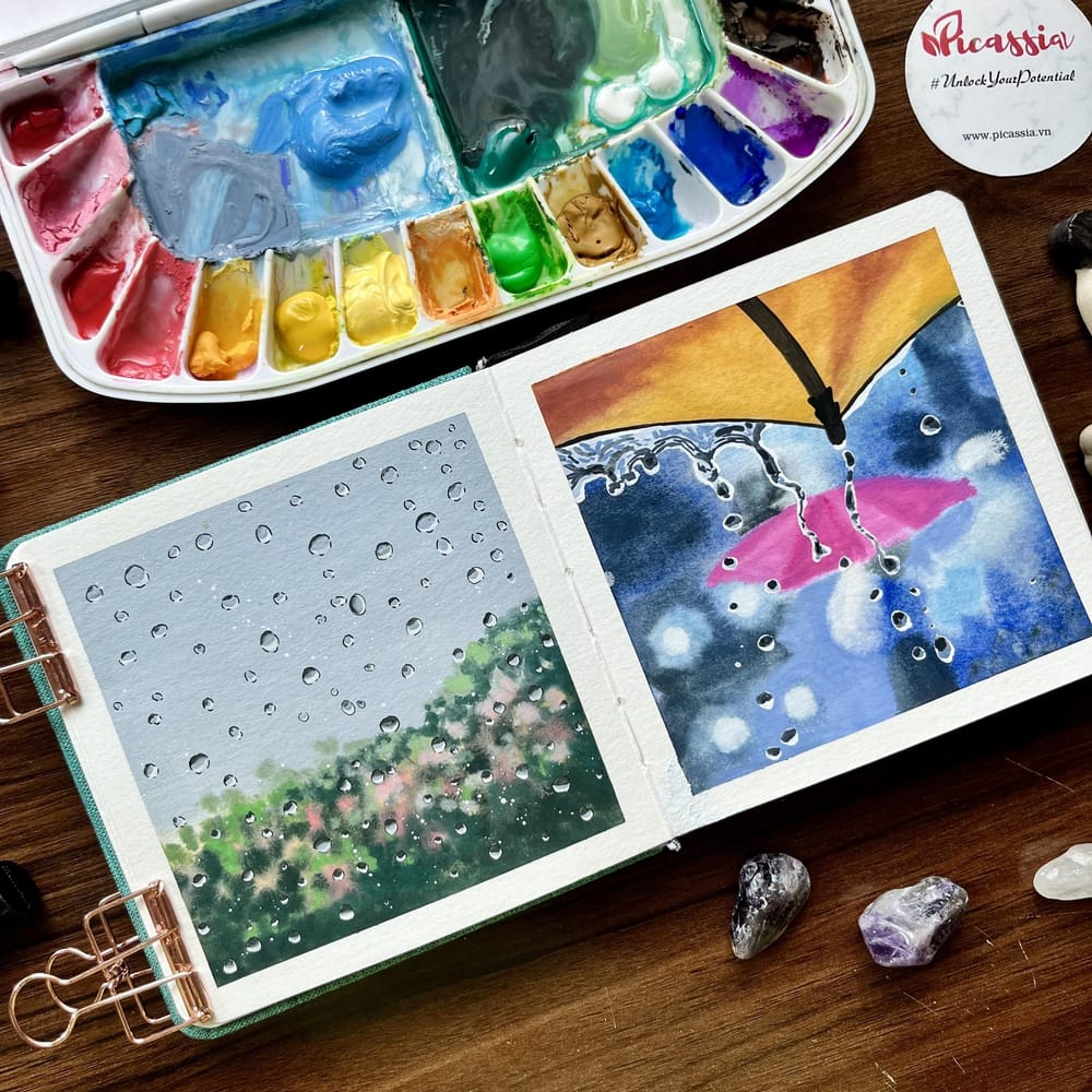 My Rain and Rainbow Gouache Paintings - image 2 - student project