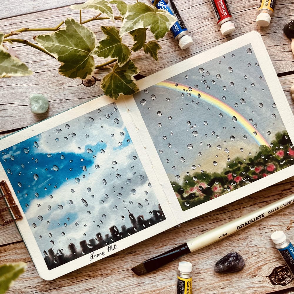 My Rain and Rainbow Gouache Paintings - image 1 - student project