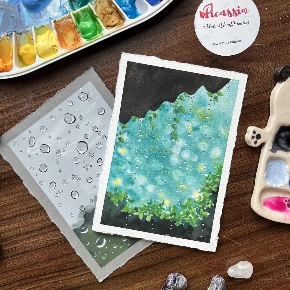 My Rain and Rainbow Gouache Paintings - image 3 - student project