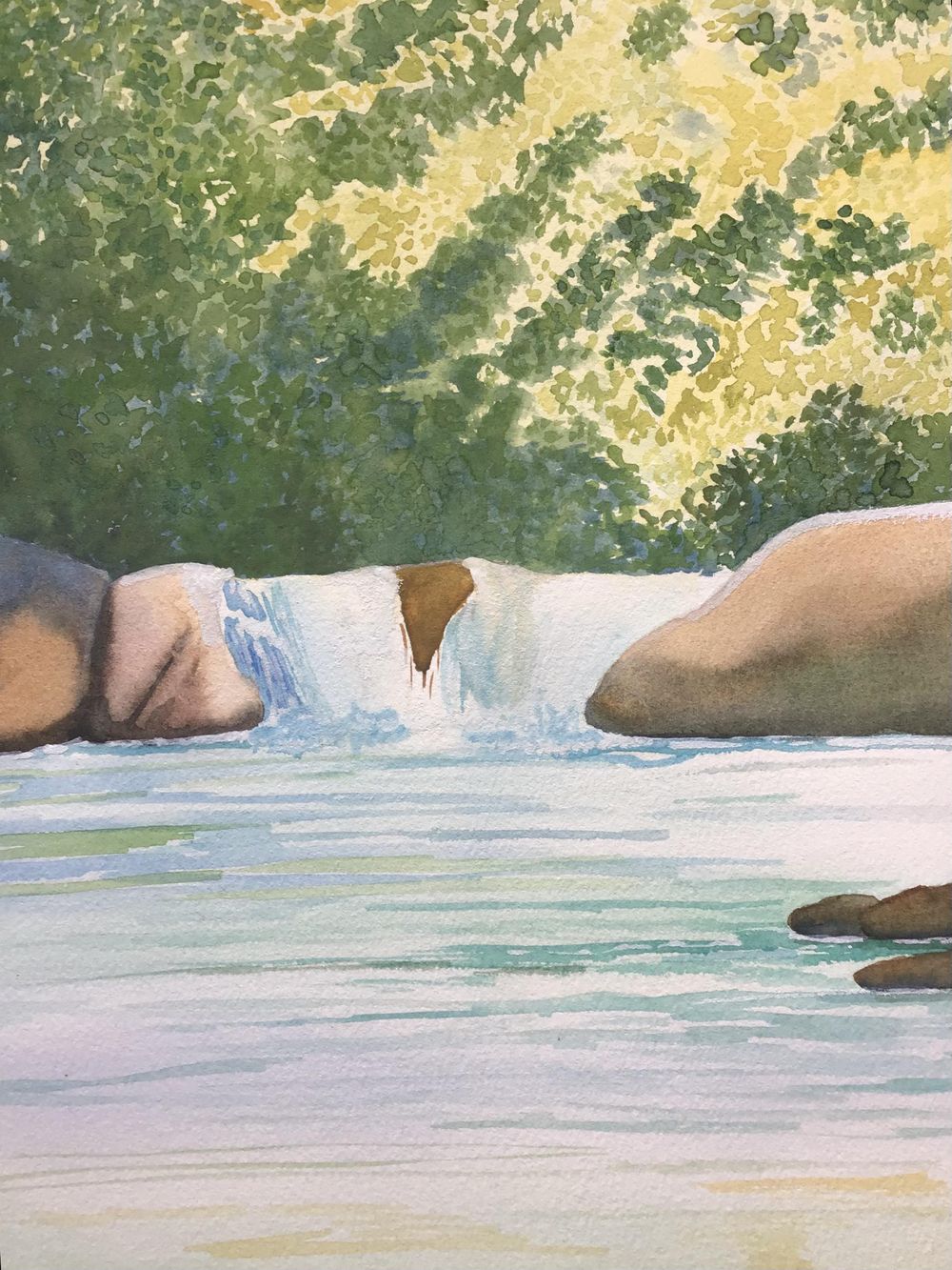 Watercolour waterfall painting - image 1 - student project