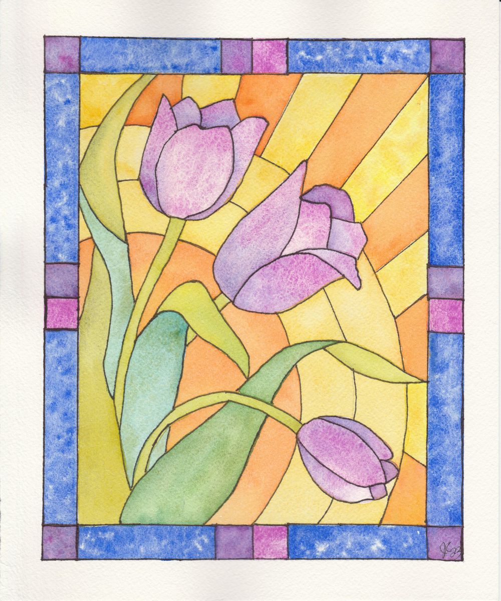 Stained Glass Inspired Watercolor - image 1 - student project