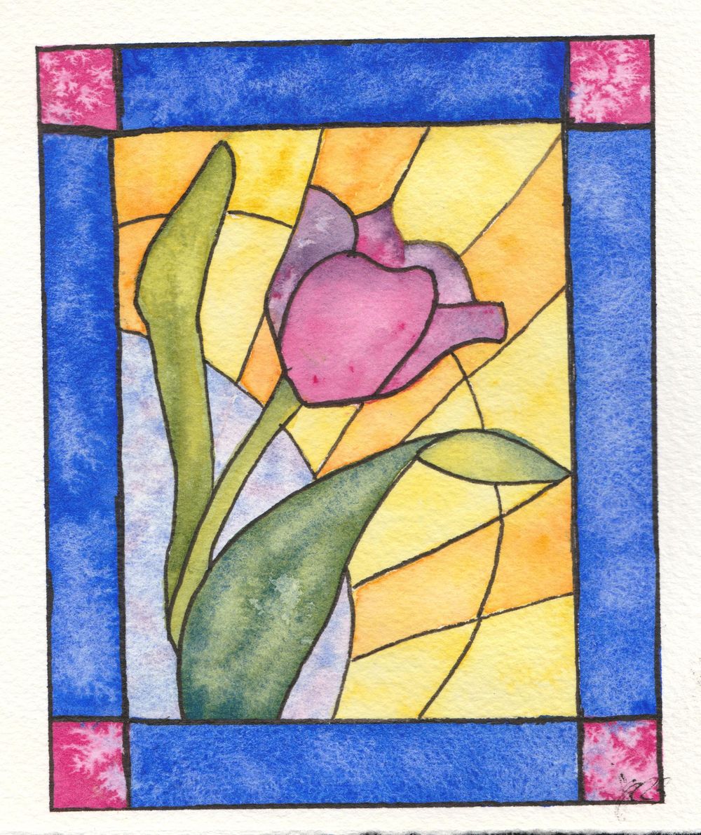 Stained Glass Inspired Watercolor - image 2 - student project