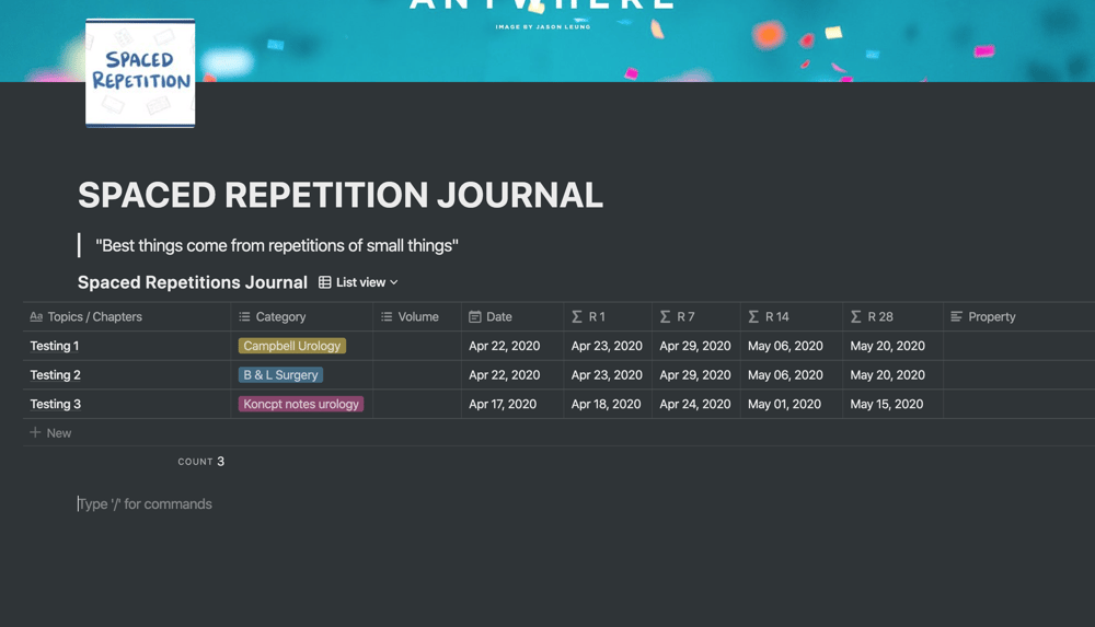 Spaced Repetition Journal - image 2 - student project