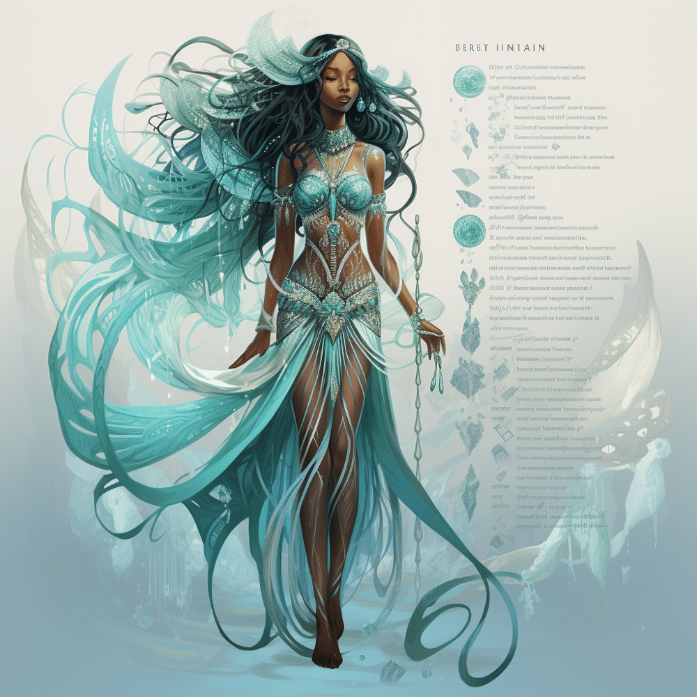 Marina Azure character for a water themed fashion collection - image 2 - student project