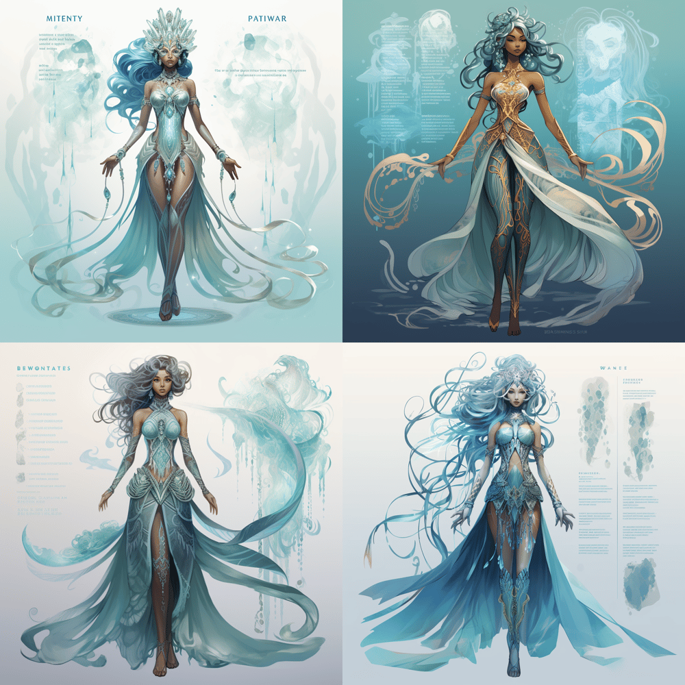 Marina Azure character for a water themed fashion collection - image 3 - student project