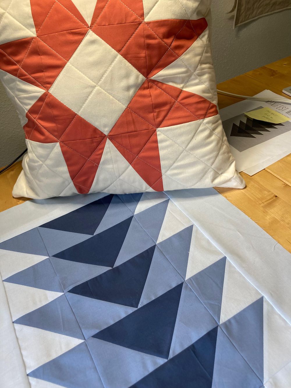Star Block Pillow and Manifest Wall Quilt - image 1 - student project
