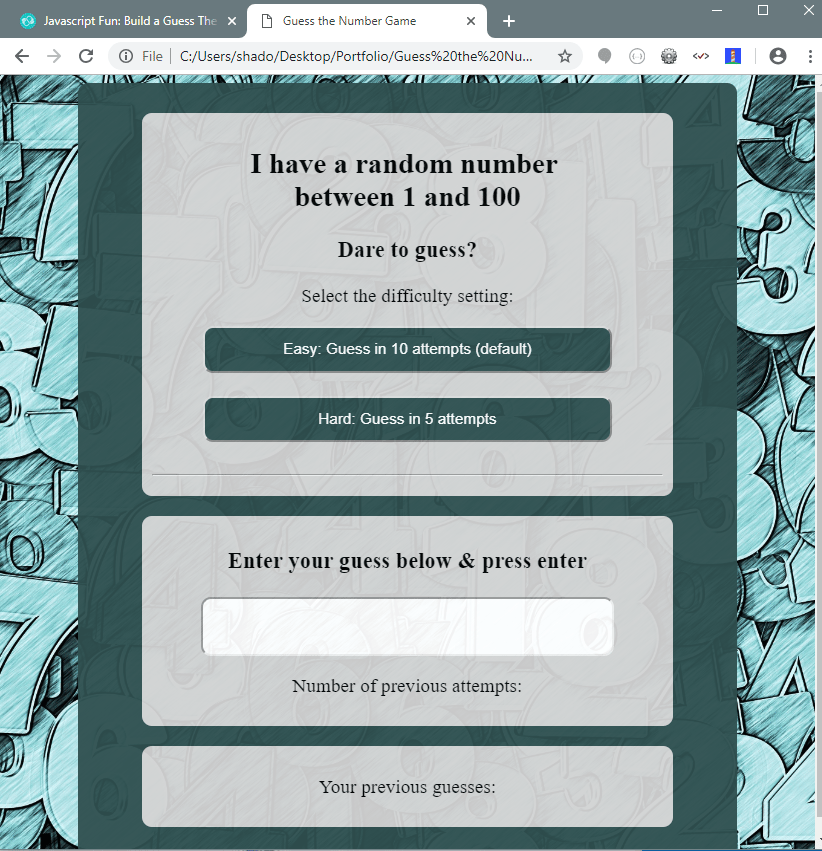 Guess the Number Game - image 1 - student project
