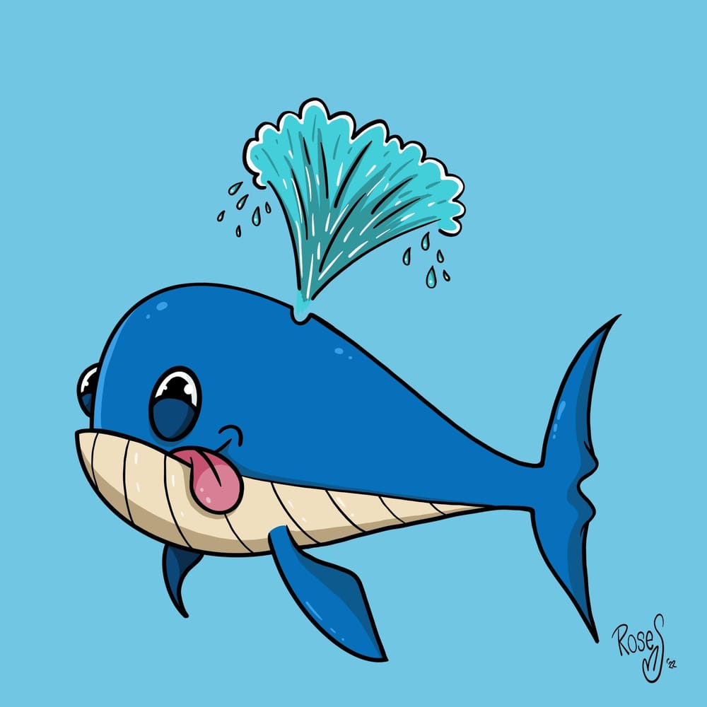 Cartoon Whale in Procreate - image 1 - student project