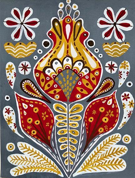 gouache botanical folk art - image 1 - student project