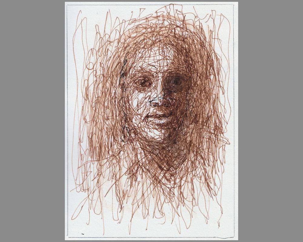 Scribble portrait pen and ink - image 1 - student project