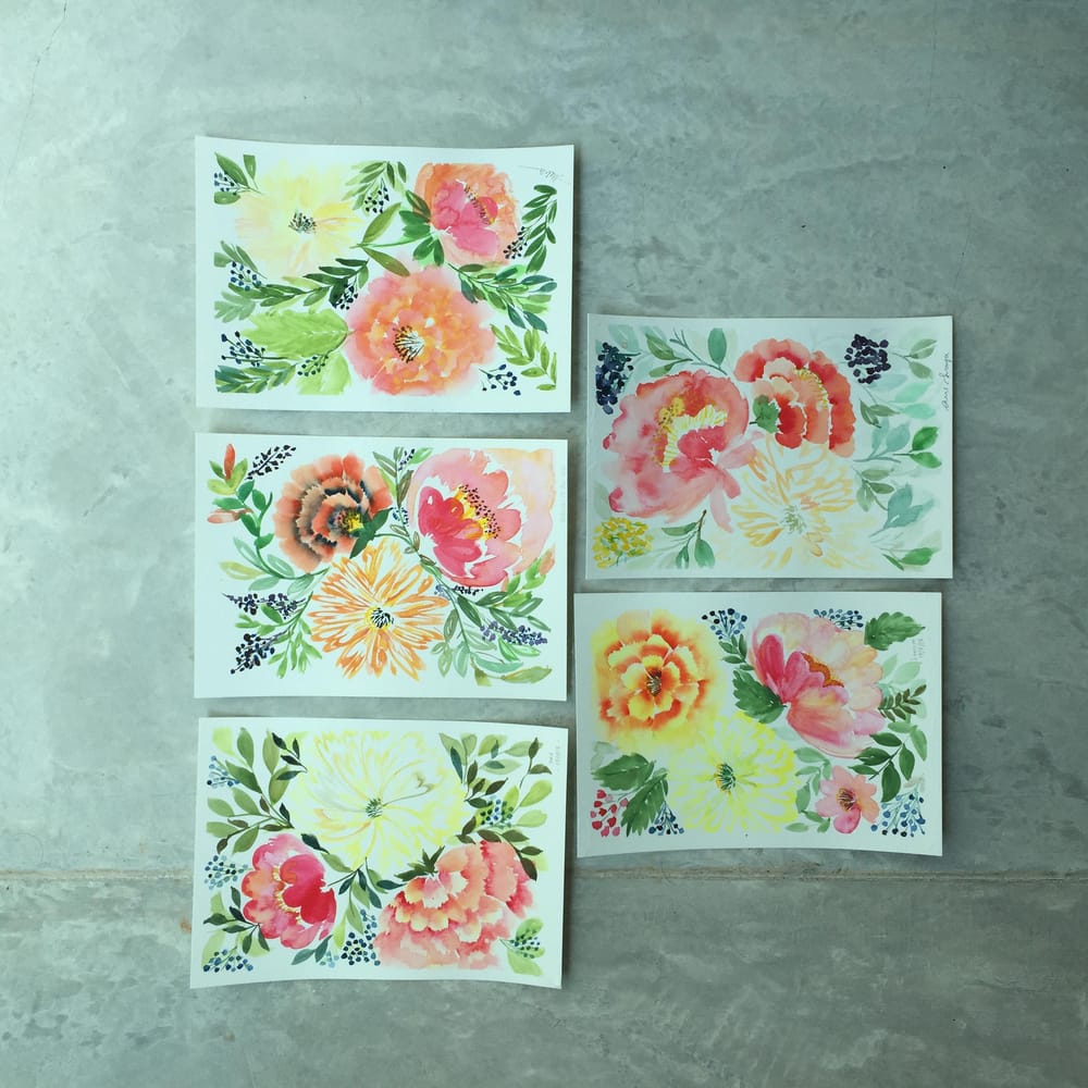 How To Paint Peony in 3 Ways LIVE Class in Kuala Lumpur - image 2 - student project