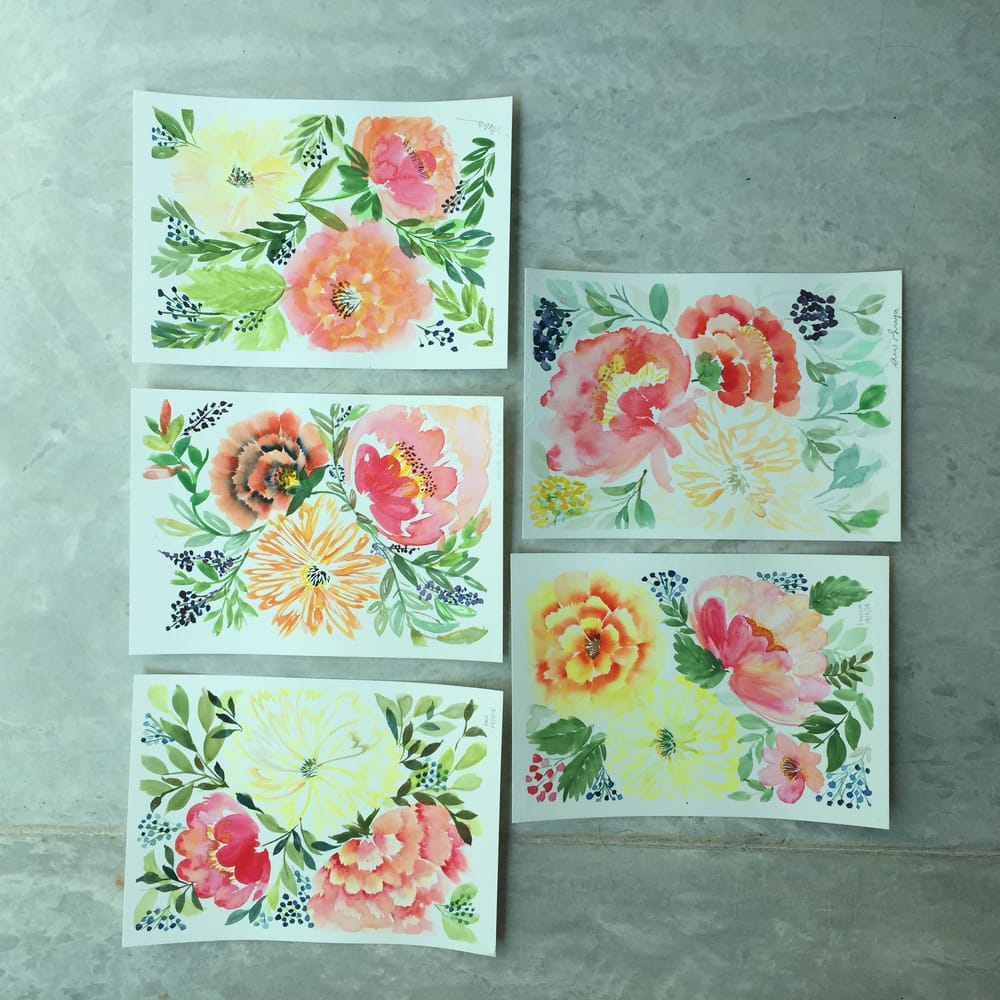 How To Paint Peony in 3 Ways LIVE Class in Kuala Lumpur - image 1 - student project