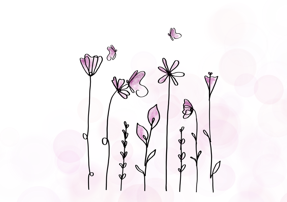 Pink flowers & butterflies - image 2 - student project