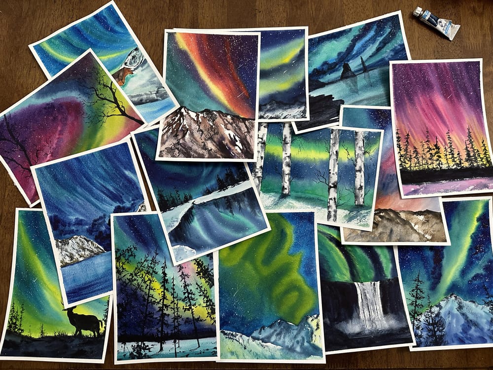 Aurora watercolour - image 2 - student project