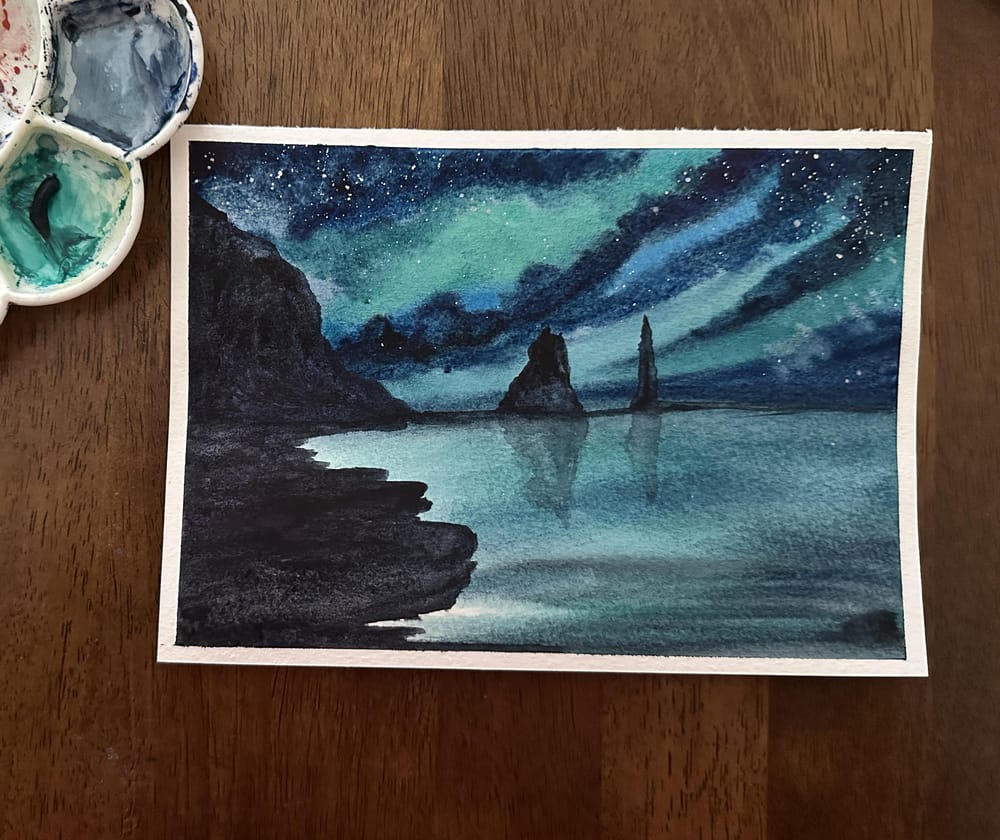 Aurora watercolour - image 3 - student project