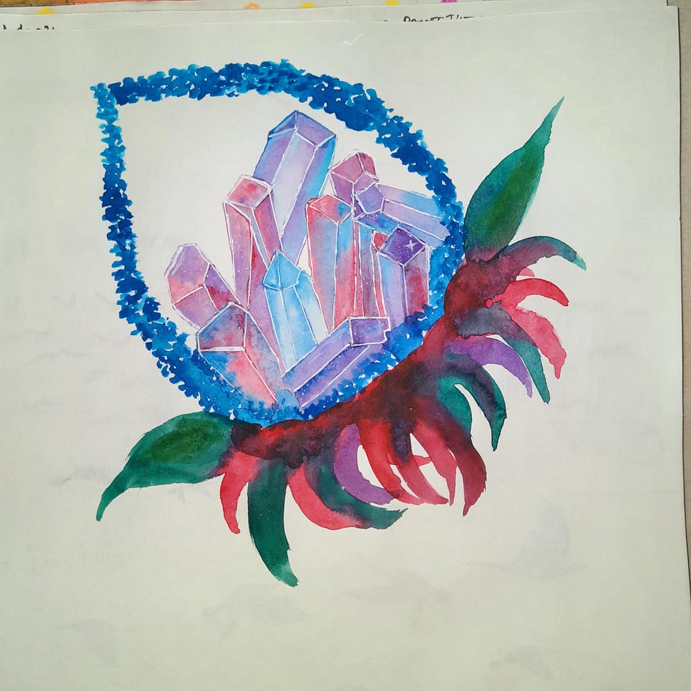 Watercolor Crystal Clusters - image 1 - student project