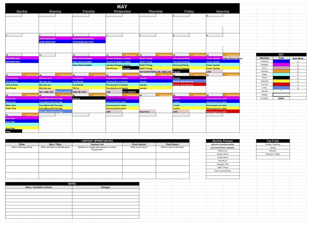 Piercing Studio Monthly Planning - image 1 - student project