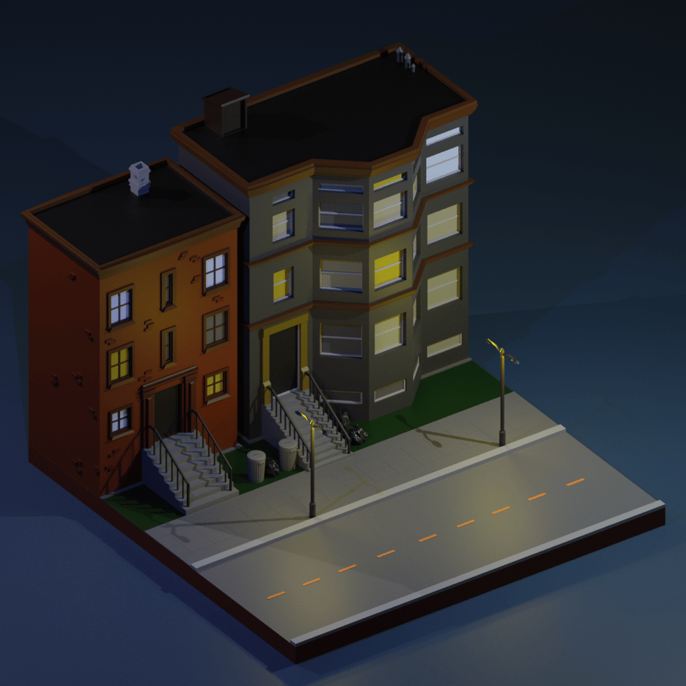 isometric buildings scene - image 1 - student project